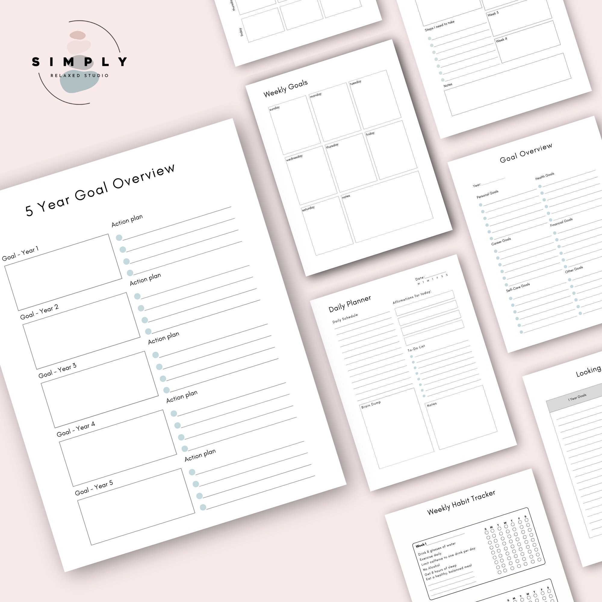 2024 PLAIN Goal Planner Printable Daily Weekly Monthly Goal - Etsy