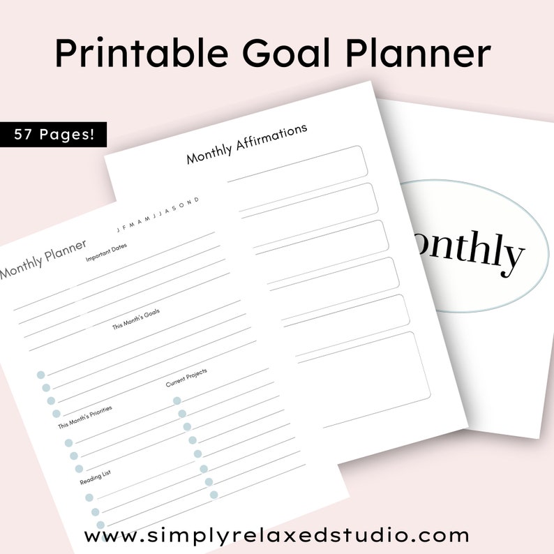 2024 PLAIN Goal Planner Printable Daily Weekly Monthly Goal Etsy