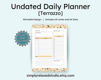 Minimalistische dagplanner afdrukbaar, terrazzoontwerp (pdf)