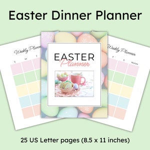 Easter Dinner Planner Printable, Easter Planner, Holiday Dinner Planner, Easter Menu Printable, US Letter Entertaining Budget Printable PDF