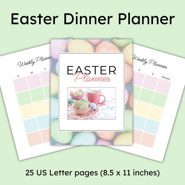 Easter Dinner Planner Printable, Easter Planner, Holiday Dinner Planner, Easter Menu Printable, US Letter Entertaining Budget Printable PDF