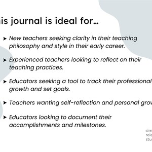 Page showing who the Reflection Journal for Teachers is for.