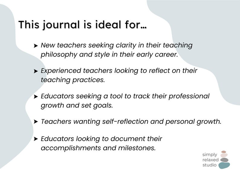 Page showing who the Reflection Journal for Teachers is for.