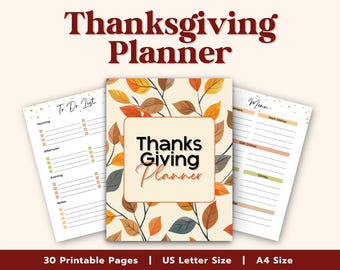 Thanksgiving-planner, 30 pagina's vakantiediner (afdrukbaar)
