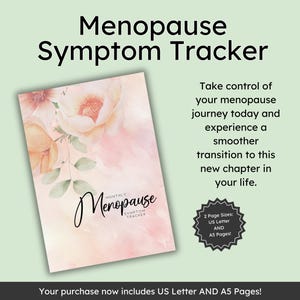 Menopause Symptom Tracker Printable | Menopause Diary | Track Menopause Symptoms | Menopause Support | Printable Menopause Journal USL A5
