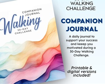 Companion Journal 30-daagse wandeluitdaging, afdrukbaar of digitaal dagelijks wandeldagboek, Goodnotes-dagboek, Instant Download
