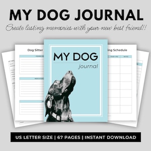 Dog Memory Journal Printable, dog care record, new dog owner journal, pet care planner, pet health journal, pet journal, puppy health log