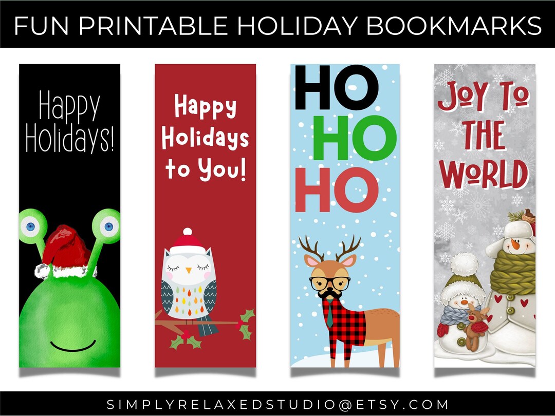 Fun Printable Holiday Bookmarks - Etsy