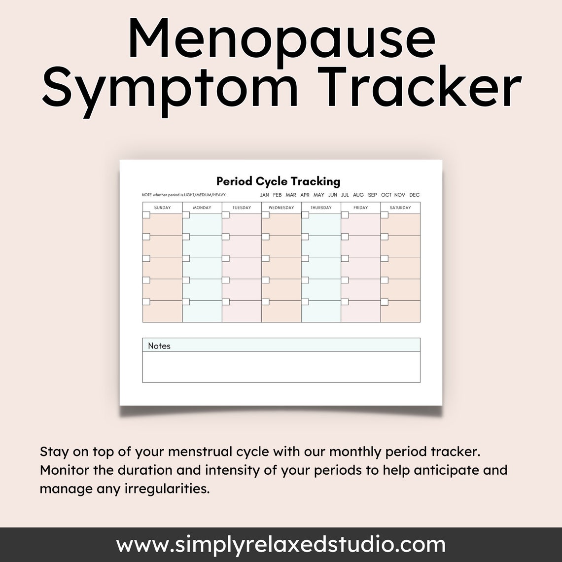 Menopause Symptom Tracker Printable Menopause Diary Track Menopause