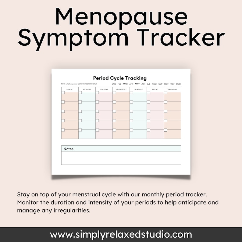 Menopause Symptom Tracker Printable | Menopause Diary | Track Menopause ...
