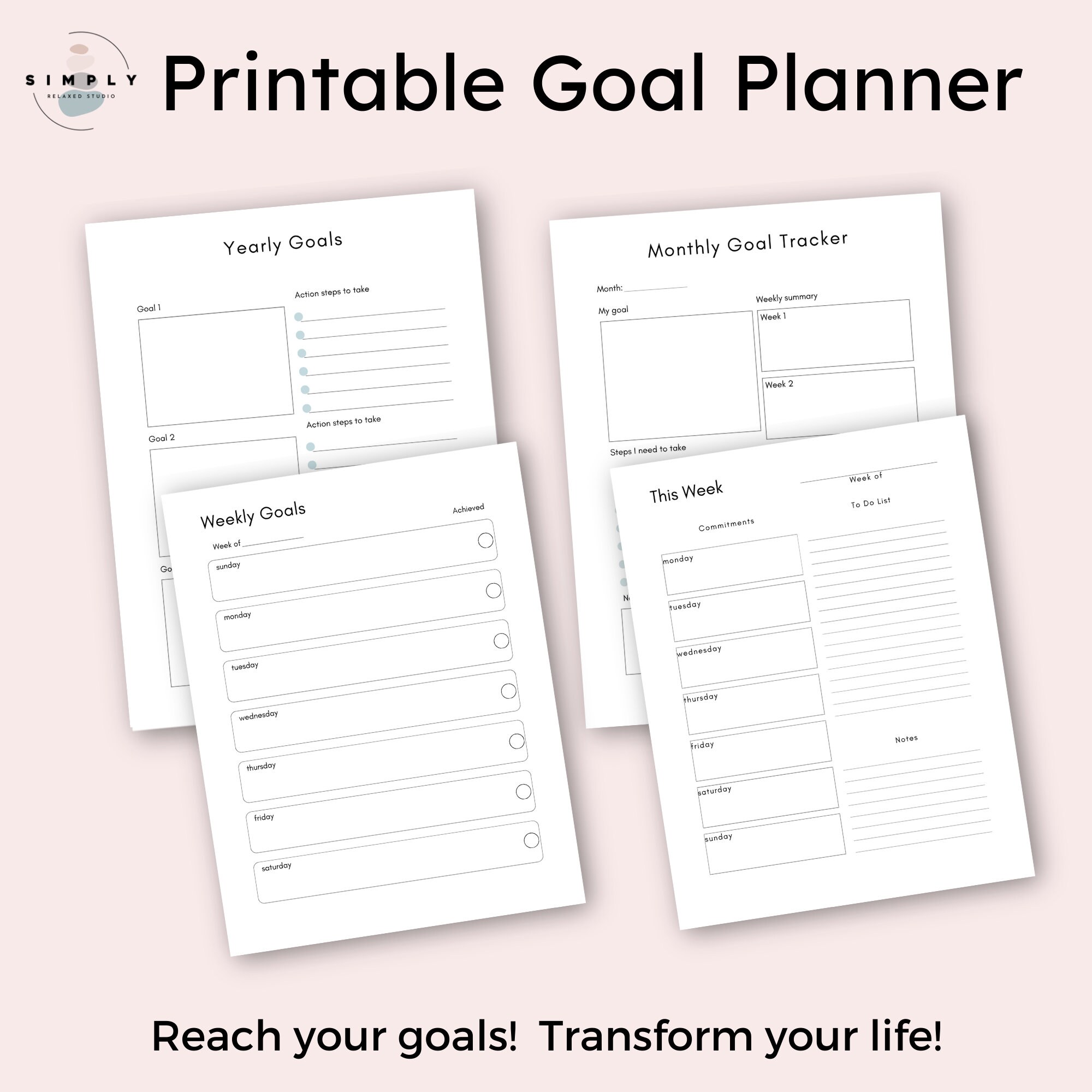 2024 PLAIN Goal Planner Printable Daily Weekly Monthly Goal - Etsy