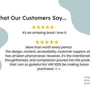 Page showing two five star reviews for the simply Relaxed Studio Shop.