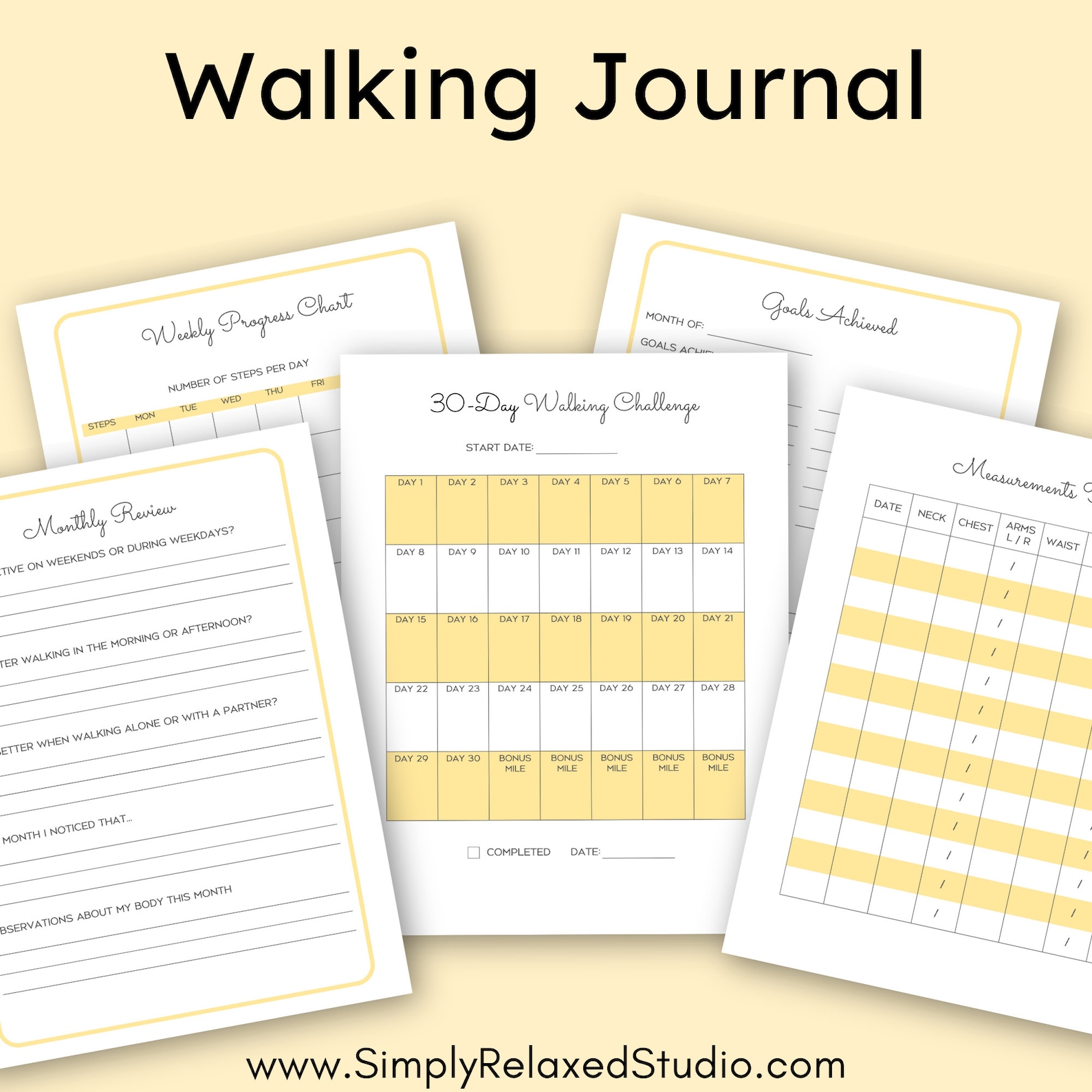 Walking Journal, Printable Step Tracker, Weight Loss Diary, Step ...
