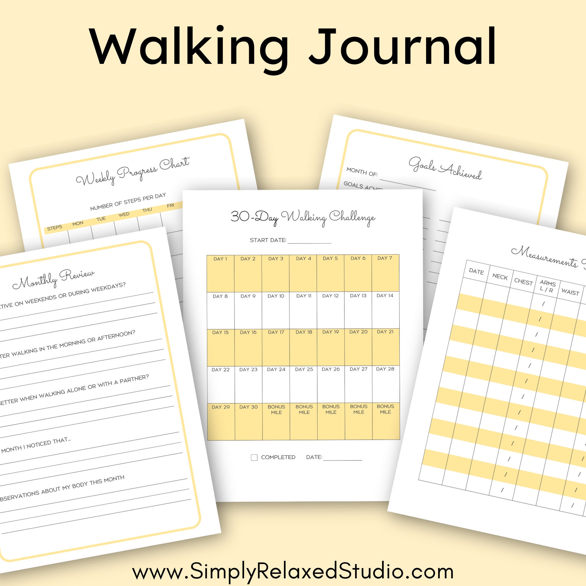 Walking Journal, Printable Step Tracker, Weight Loss Diary, Step ...