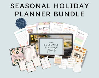 Vakantieplanners Afdrukbare bundel, Pasen, Kerstmis, Thanksgiving, georganiseerde eenvoudige hosting, stressvrije diners voor gezinsvakanties