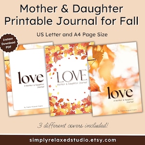 Guided Mother Daughter Journal for Fall, Mom and Adult Daughter Journal Prompts, Printable Mom Daughter Prompted Journal, Mom Daughter gift