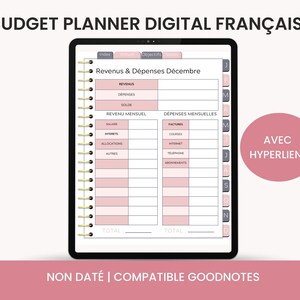 Peut inclure: Un planificateur budgétaire numérique en français avec des hyperliens. Le planificateur est conçu pour être utilisé avec l'application Goodnotes. Le planificateur comprend des sections pour les revenus, les dépenses et les dépenses mensuelles. Le planificateur n'est pas daté.