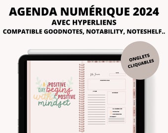 Agenda numérique 2024 en français compatible GoodNotes, Notability et applis prises de notes