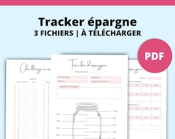 Tracker épargne à imprimer en français fichiers PDF format A4 A5 et Lettre