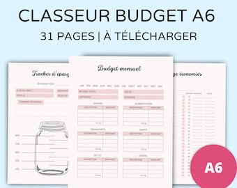 Fichiers pour classeur budget en français format PDF A6 imprimable 31 pages