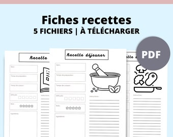 Fiches recettes vierges à imprimer PDF A4 en français