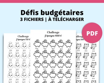 3 fiches trackers d'épargne à colorier en euros à télécharger PDF A4