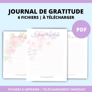Fichiers pour journal de gratitude en français imprimable à télécharger format PDF A4 A5 et Lettre
