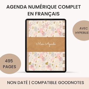 Agenda Numérique français complet et non daté Portrait compatible Goodnotes avec gestion budget, menus, projets, routines etc.