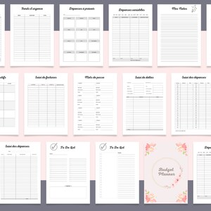 May include: A printable budget planner with sections for tracking expenses, income, savings, and goals. The planner features a floral design and the text "Budget Planner".