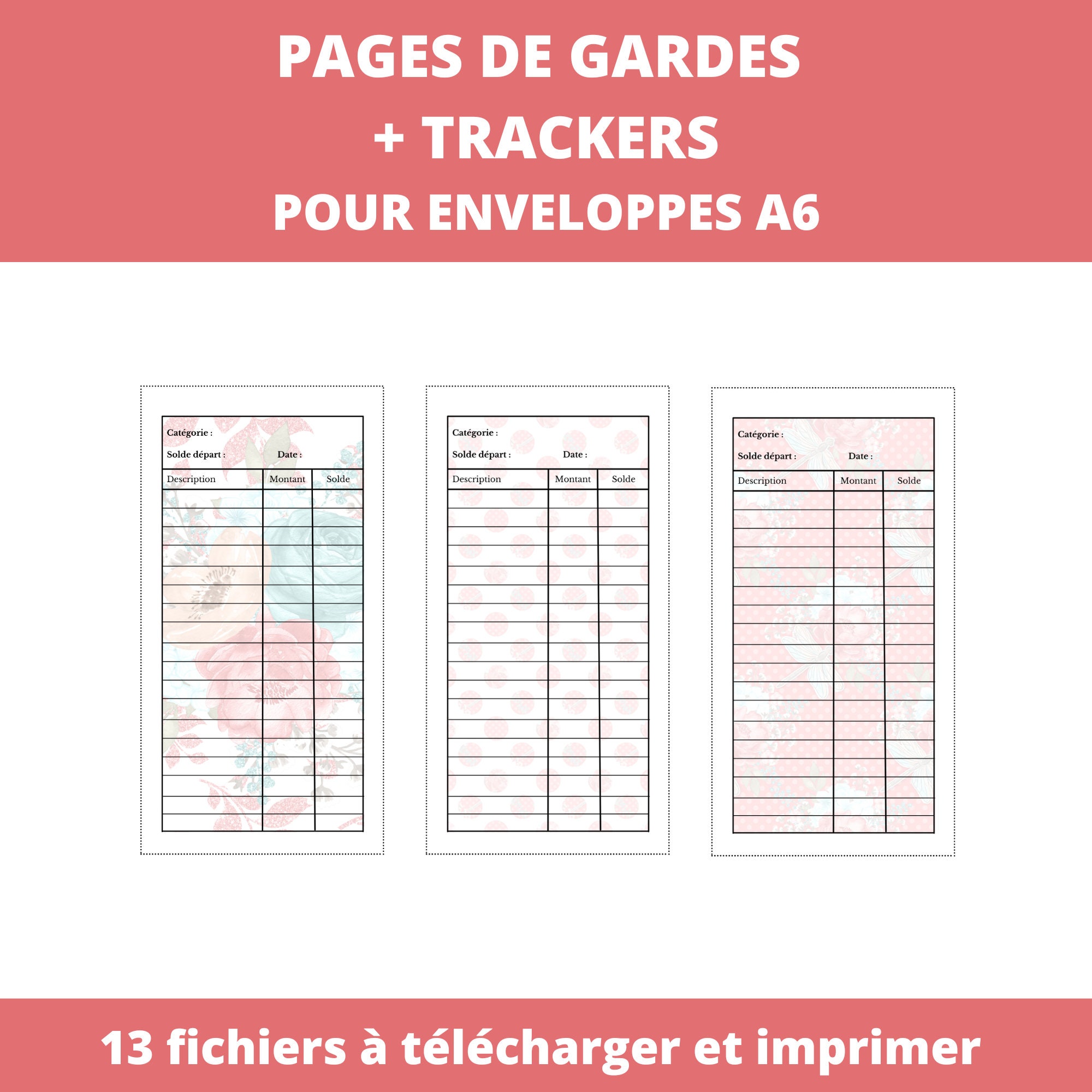 Pages de garde et trackers en français imprimable pour système des