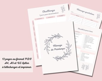 Minimalist cleaning and decluttering planner in French PDF to print