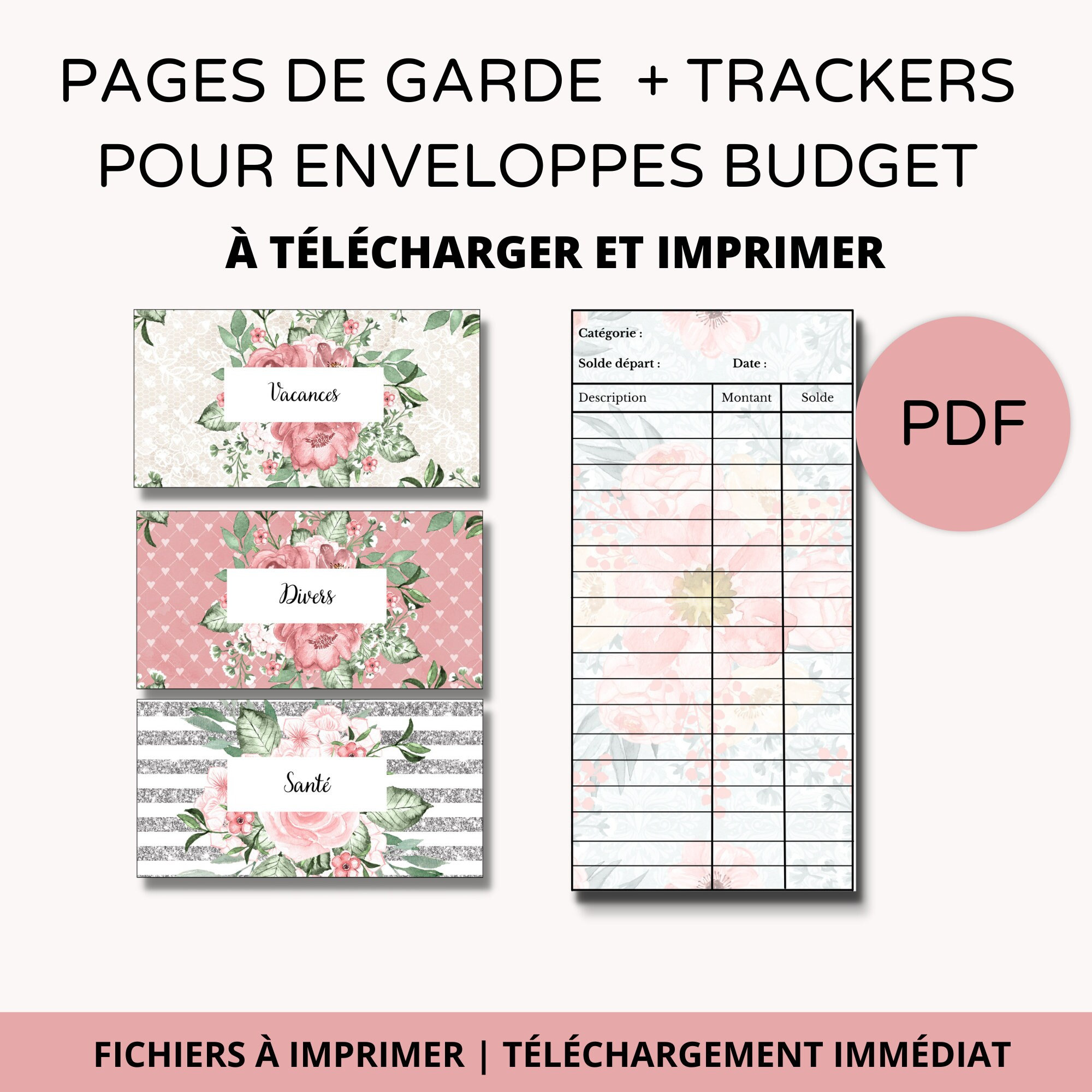 Ensemble Portefeuille à Paillettes Roses Avec 6 Intercalaires Et Enveloppes Pour Organisateur Budget
