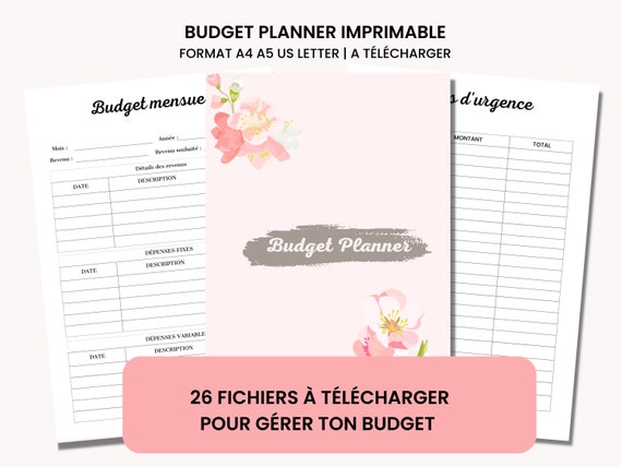 Mon Budget planner en français 26 fichiers gestion de budget PDF A4 A5 et  Lettre -  France