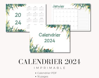 Calendrier 2024 imprimable en français PDF format A4  paysage