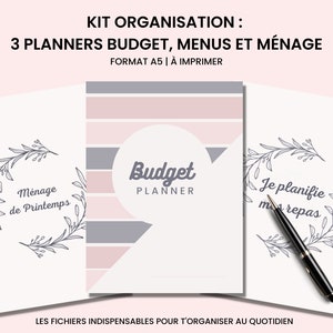 Packplaner-Organisation auf Französisch: Budgetplaner, Menüplaner, Haushaltsplaner PDF A5 zum Ausdrucken von 56 Dateien