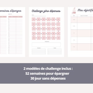 Puede incluir: Planificador imprimible con dos plantillas de desaf&iacute;o: 52 semanas de ahorro y 30 d&iacute;as sin gastos. El planificador tambi&eacute;n incluye una secci&oacute;n para establecer objetivos.