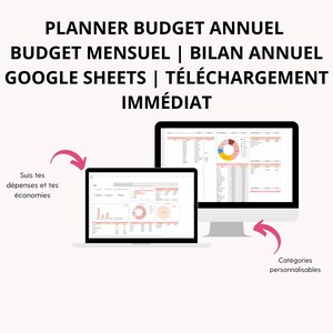 Peut inclure: Modèle de budget Google Sheets avec un planificateur de budget mensuel, un planificateur de budget annuel et un bilan annuel. Le modèle comprend des graphiques et des tableaux pour suivre les dépenses et les économies. Le modèle est disponible en téléchargement immédiat.