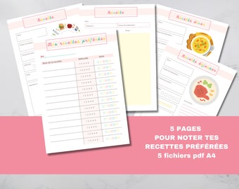 Modèle Fiches recettes à imprimer en français