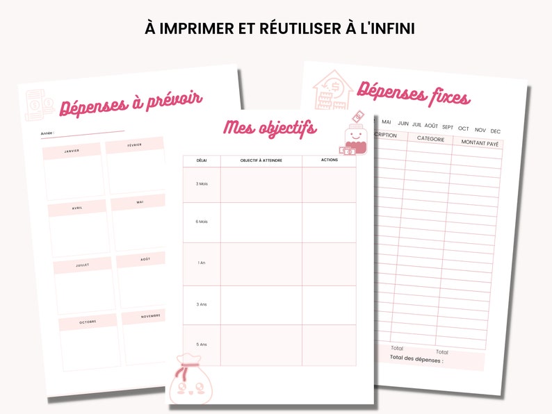 Budget planner en français imprimable prévisionnel budget Etsy France
