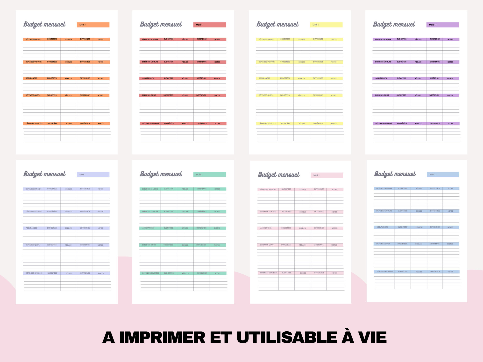 Modèle De Budget Mensuel à Imprimer en Français | Etsy Israel