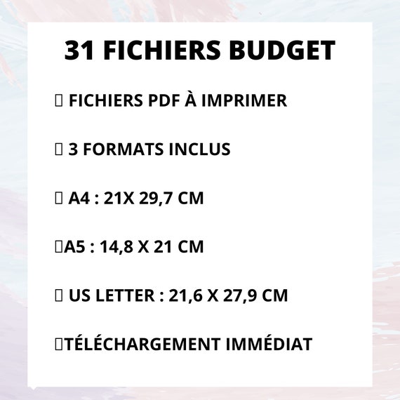Classeur budget familial français à imprimer PDF A4,A5 et Lettre 31  fichiers à télécharger -  France