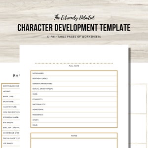 Detailed Character Development Template - Printable PDF - Instant Download