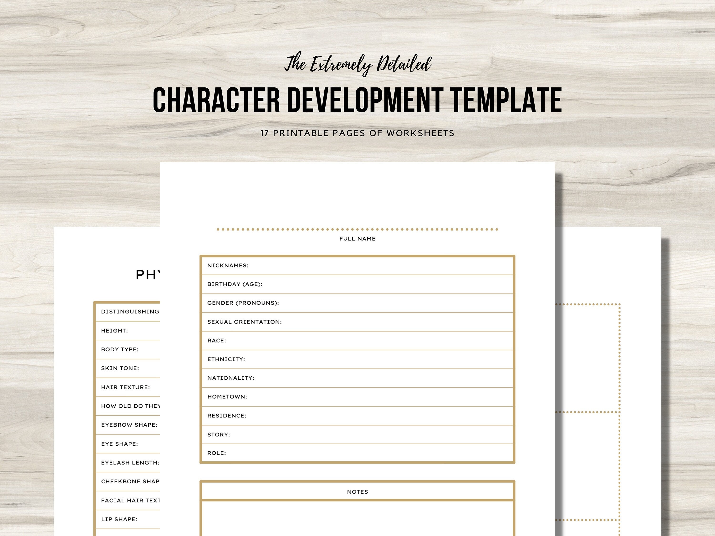 Detailed Character Development Template Printable PDF Instant Download Detailed Character Development Template Printable PDF Instant Download