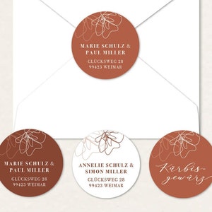 Personalisierte Adressaufkleber Hochzeit Umzug Aufkleber Name Terracotta Moods 40mm rund