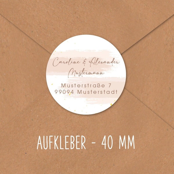 Personalisierte Adressaufkleber: 40mm rund I Brushstroke