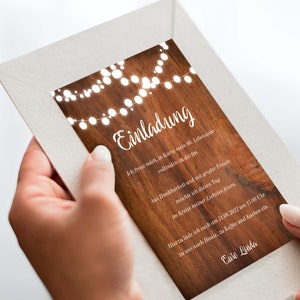 Wooden Lantern - Einladung Hochzeit Geburtstag Feier Save the Date Holzoptik