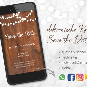 Wooden Lanterns - Save the Date Karte Einladung elektronisch WhatsApp - eCard Digitale Datei Holz