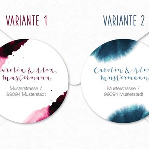 Etiquetas de dirección personalizadas: redondas de 40 mm I color splash - amor de bayas o petróleo sobre papel