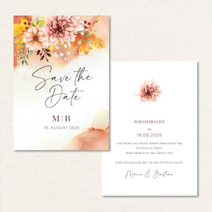 Invitation Save the Date - Fleurs d'automne - Carte de célébration d'anniversaire de mariage imprimé floral simple