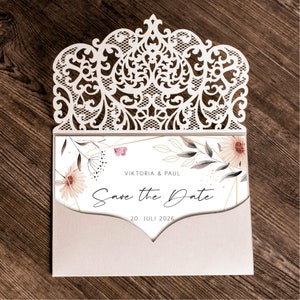 Flora Autumn I Lasercut Invitation I Papeterie de mariage personnalisée